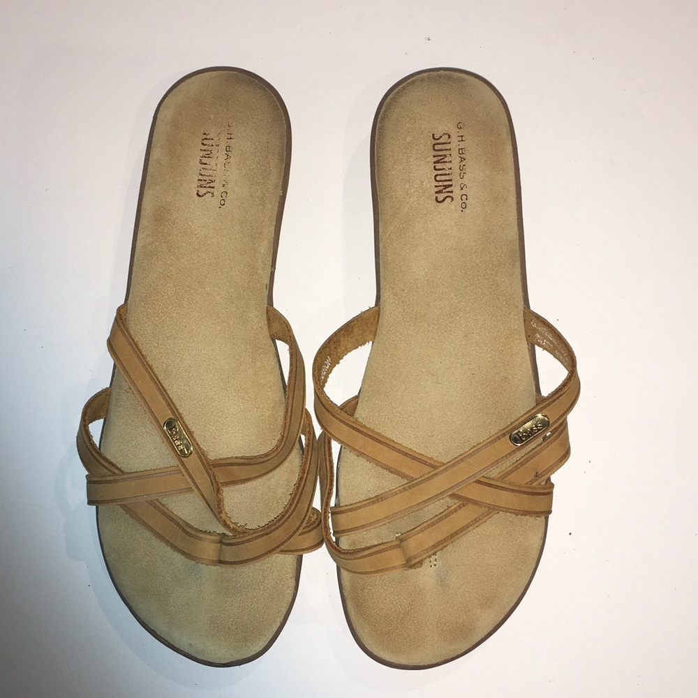 G.H. Bass & Co. Tan Crisscross Slide Sandals